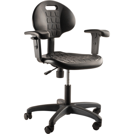 NATIONAL PUBLIC SEATING Polyurethane Task Chair with Arms, 16"-21" Height, Black 6716HB-A